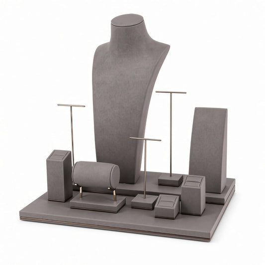 jewelry display - Custom Gray Coordinated Jewelry Retail Display Set CJD010 front view