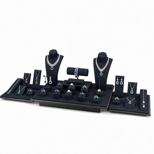jewelry display - Custom Wide Multi-Platform Jewelry Display Set CJD006 open view