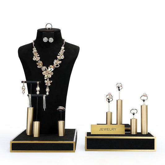 jewelry display - Black Microfiber Mannequin Display Stand Bust C01637 front view
