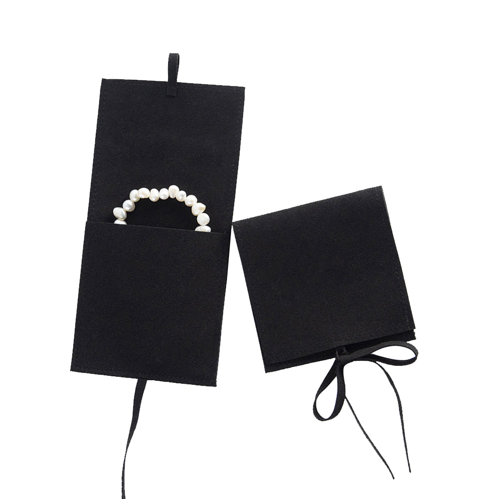 jewelry display and organza jewelry pouch - 100 Blue Pink Suede Organza Pouch Bags Display JP003-SU-BK detail view