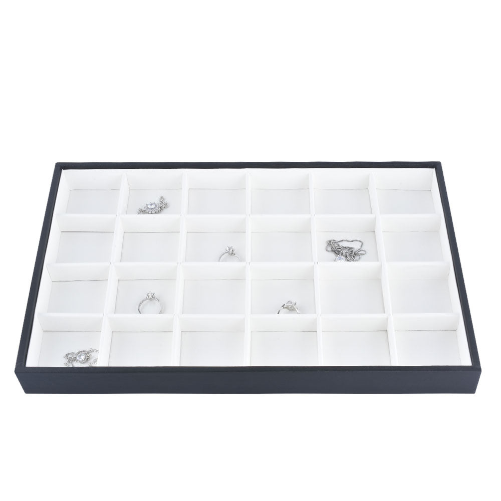 jewelry display tray - 24 White PU Tray T001-24EM PU-W front view