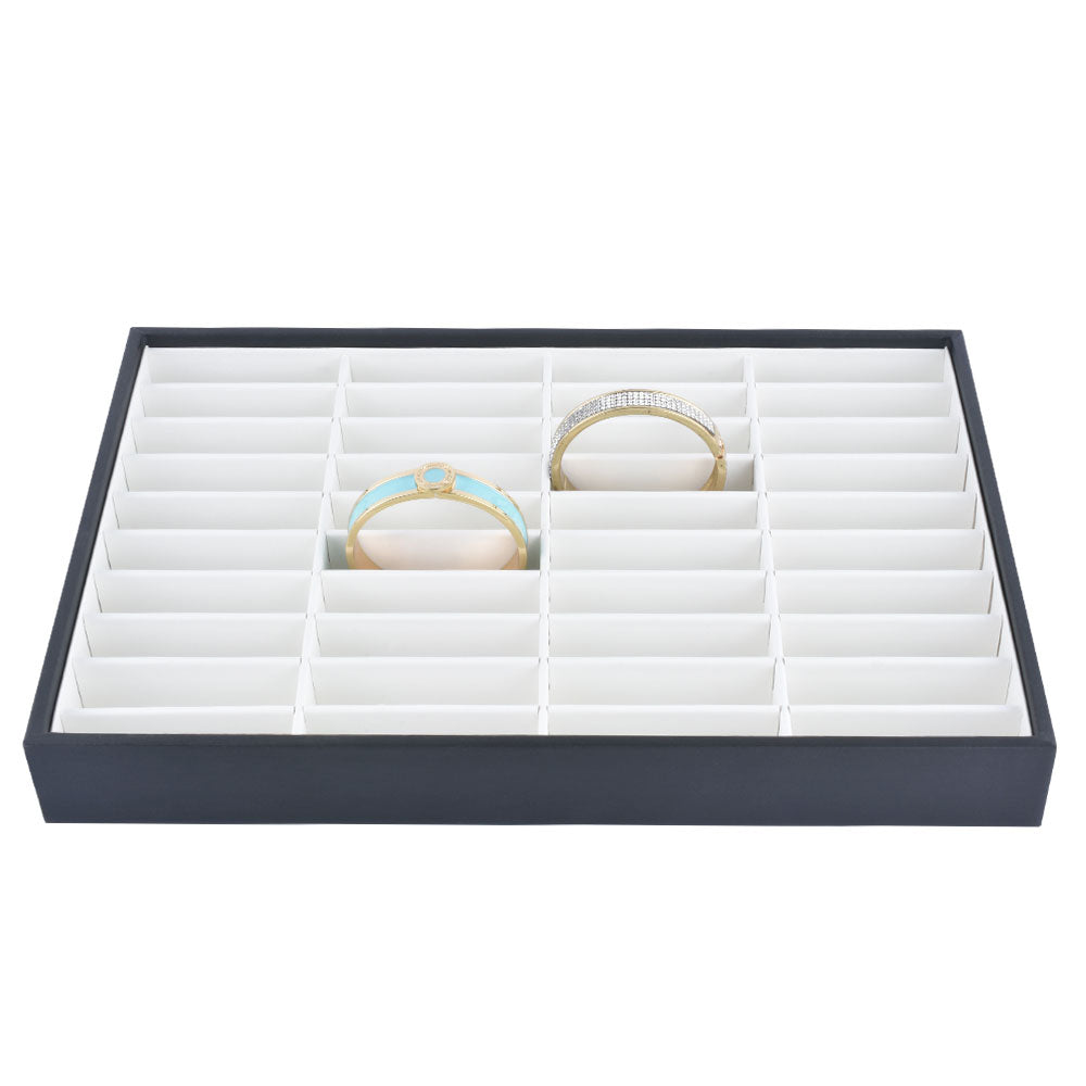 jewelry display tray - 40 White PU Tray T001-BA PU-W front view