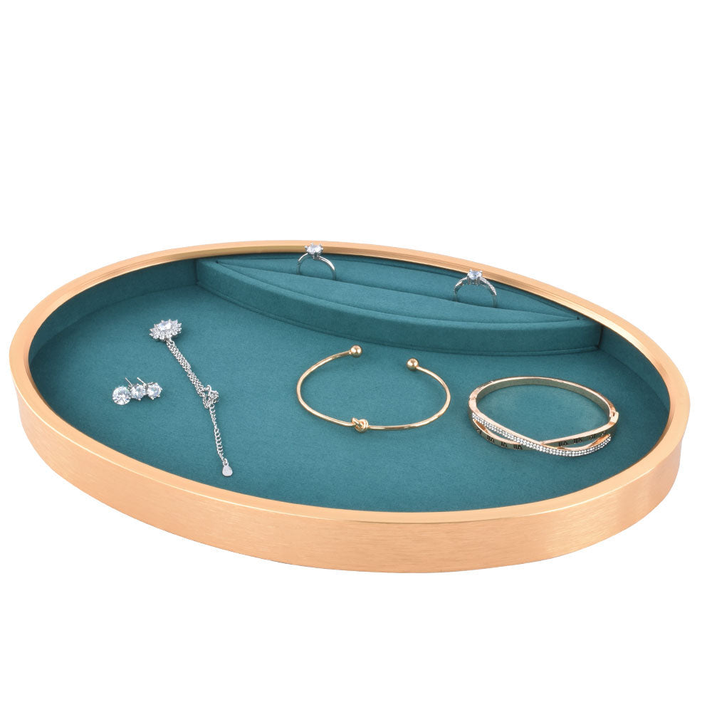 jewelry display tray - Gold Metal Suede Display Tray T03SET3-GL PEC front view