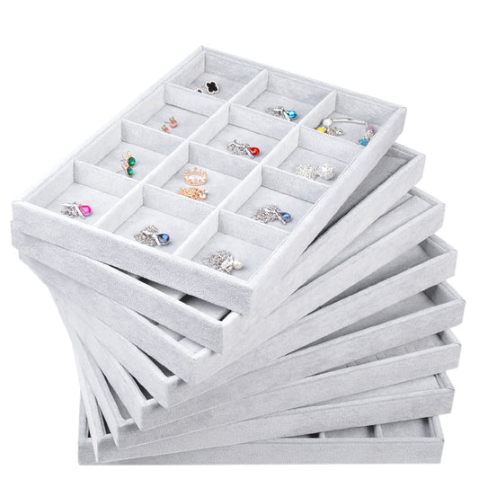 jewelry display tray - Gray Velvet Tray C00002 front view