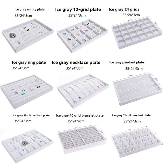 jewelry display tray - Gray Velvet Tray C00002 open view