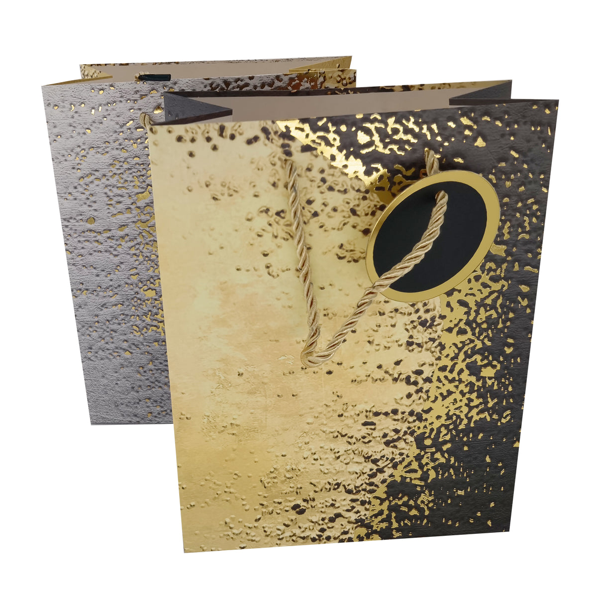 jewelry gift bags - 12 Gold Paper Bags SB09-P-X M front view