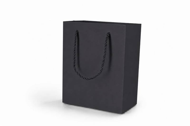 jewelry gift bags - 24-Pack Black Gift Bags for Jewelry Packaging with Rope Handles 6.25 3.5 7.75 in SB20-BK front view