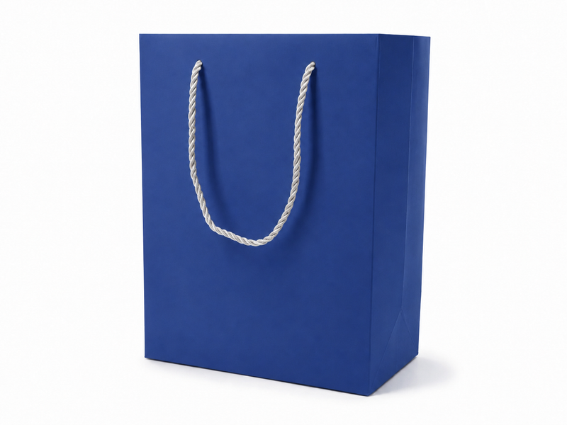 jewelry gift bags - 24-Pack Blue Paper Jewelry Bags with Rope Handles 7.75 4.25 10.25 in SB22-B front view