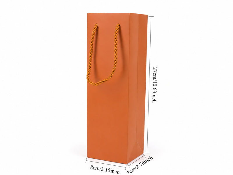 jewelry gift bags - 24-Pack Orange Paper Tote Gift Bags with Rope Handles 3.25 2.75 10.75 in SB24-O side view