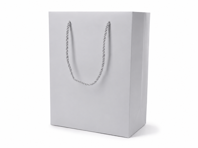 jewelry gift bags - 24-Pack Silver Paper Jewelry Gift Bags with Rope Handles 7.75 4.25 10.25 in SB22-SL front view