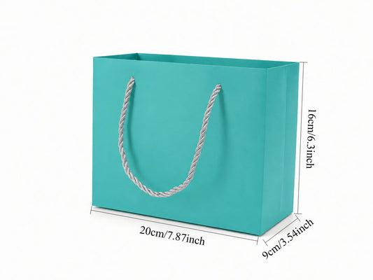 jewelry gift bags - 24-Pack Tiffany Blue Paper Gift Bags with Rope Handles 7.75 3.5 6.25 in SB21-T open view