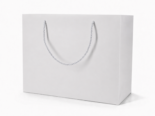 jewelry gift bags - 24-Pack White Wholesale Gift Bags with Rope Handles 13 6 9.75 in SB25-W front view