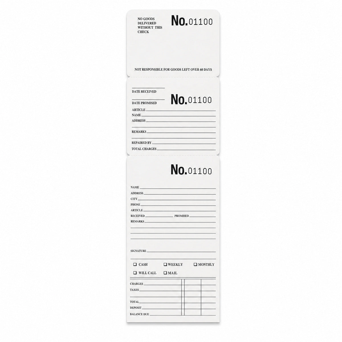 jewelry repair envelope - White Repair & Layaway Envelopes 1,000 Pack EN10W(0001-1000) front view