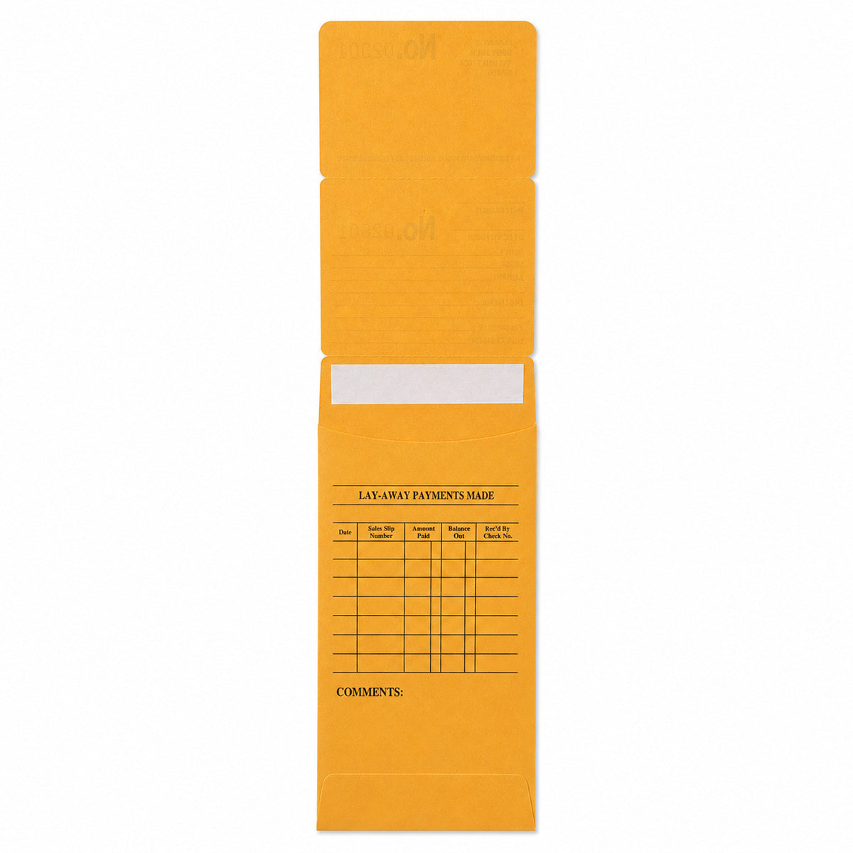 jewelry repair envelope - Yellow Repair & Layaway Envelopes 1,000 Pack EN10Y(0001-1000) open view