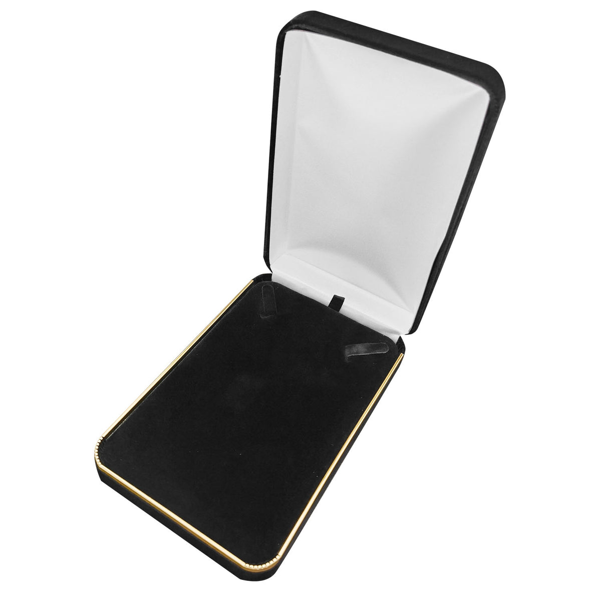 necklace box - Black Velvet Necklace Boxes with Gold Trim - 6 Pack SN7-BK side view