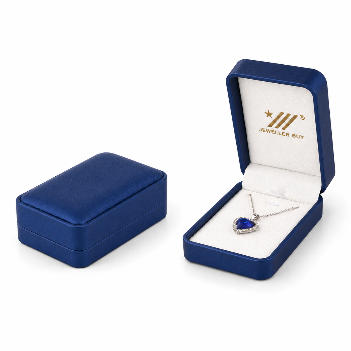 necklace box - Blue PU Leather Necklace Box 1-6 side view