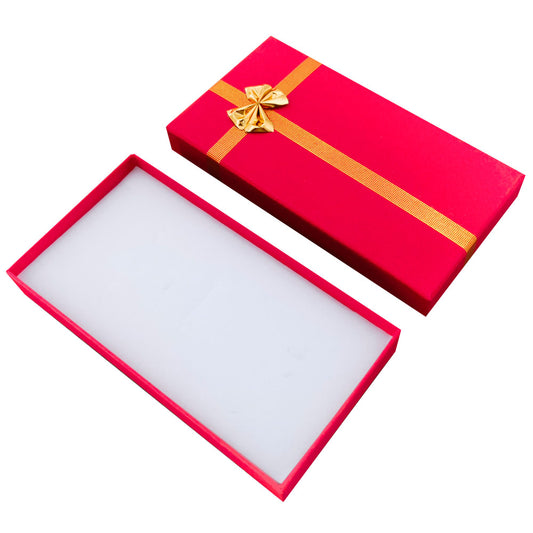 necklace box - 12-Piece Red Ribbon Paper Necklace Gift Boxes B0936-R front view