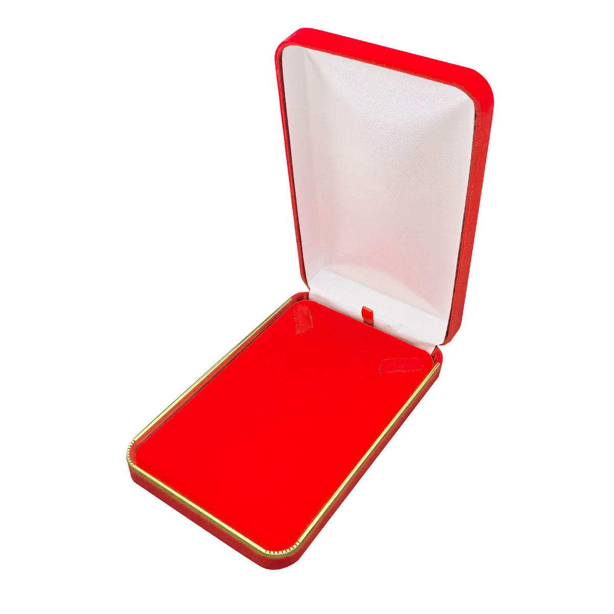 necklace box - Red Velvet Necklace Boxes with Gold Trim - 6 Pack SN7-RD side view
