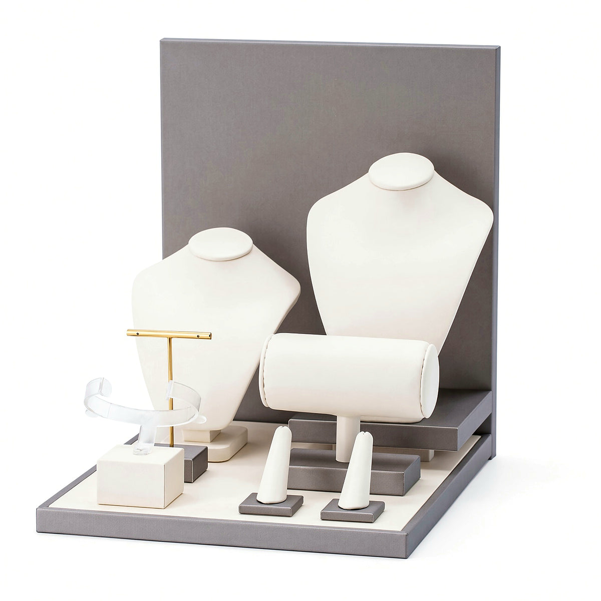 necklace display - Custom Ivory Necklace Bust Jewelry Counter Display Set CJD025 side view
