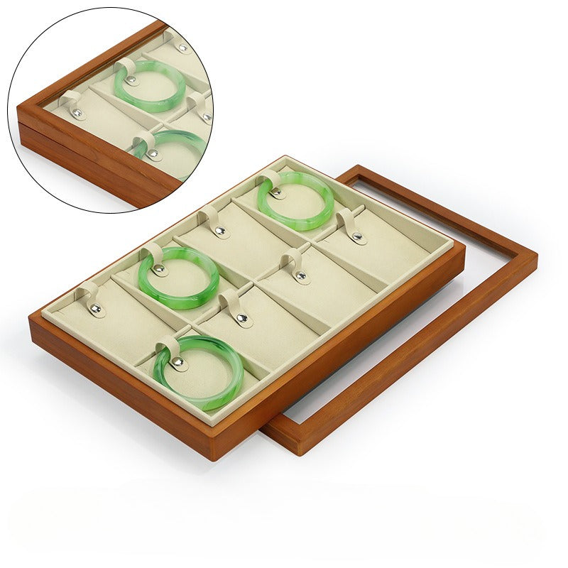 necklace display - Wooden Wood Display Tray Necklaces Rings C01609 detail view