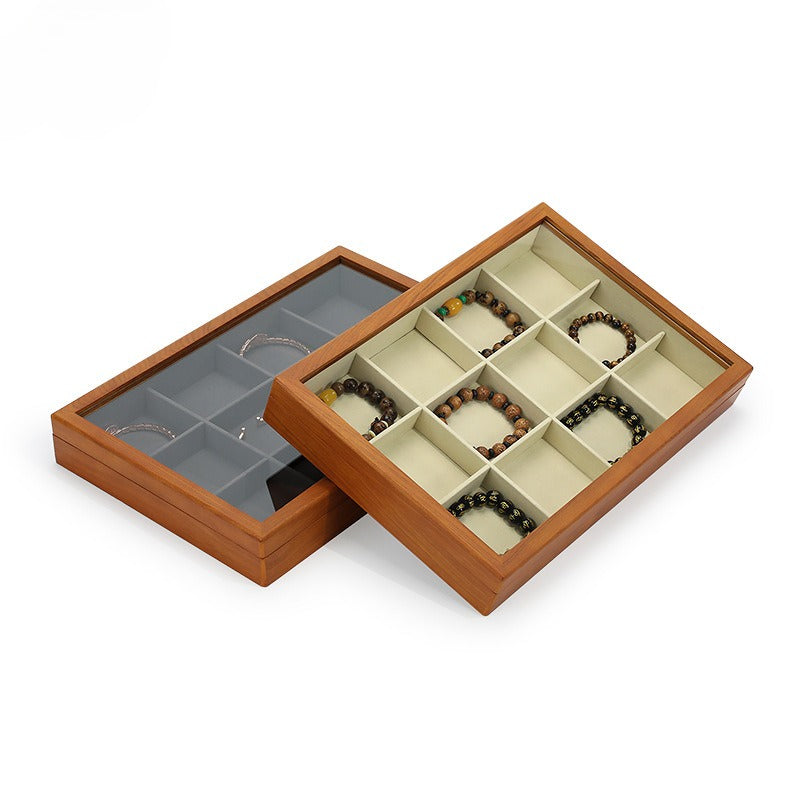 necklace display - Wooden Wood Display Tray Necklaces Rings C01609 front view