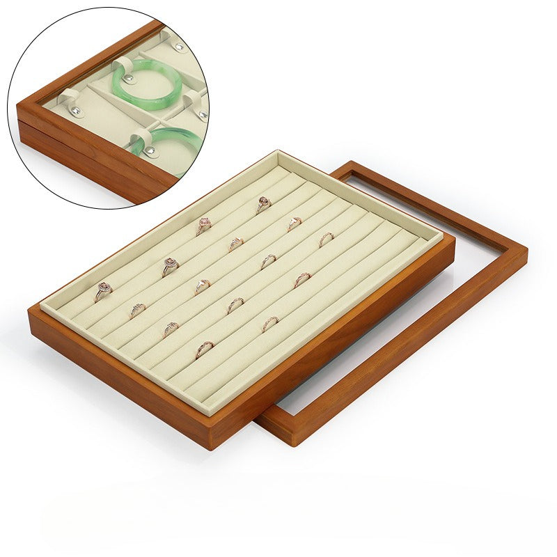 necklace display - Wooden Wood Display Tray Necklaces Rings C01609 product view 07