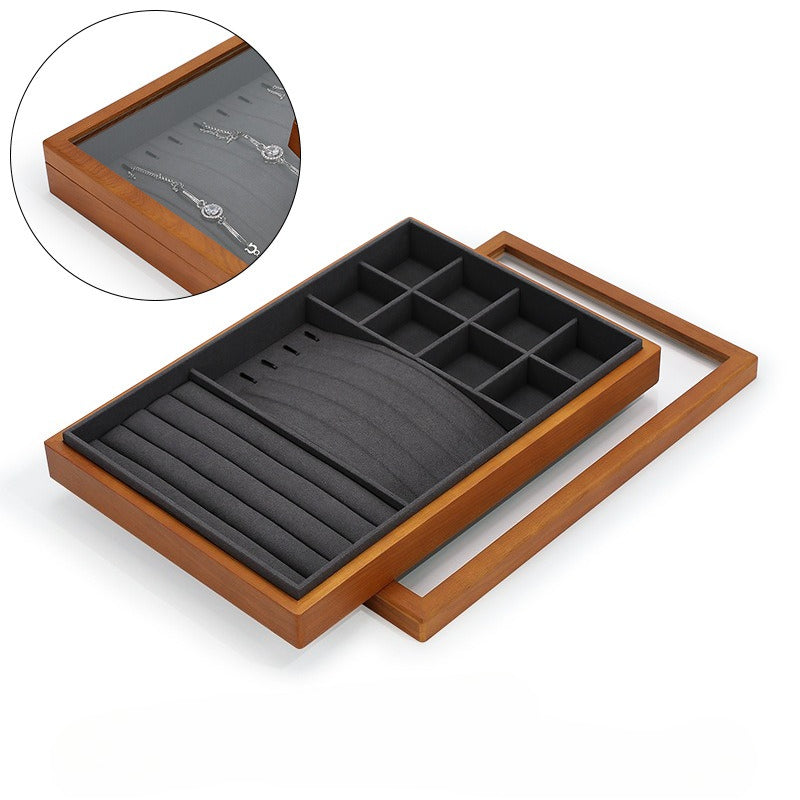 necklace display - Wooden Wood Display Tray Necklaces Rings C01609 product view 09