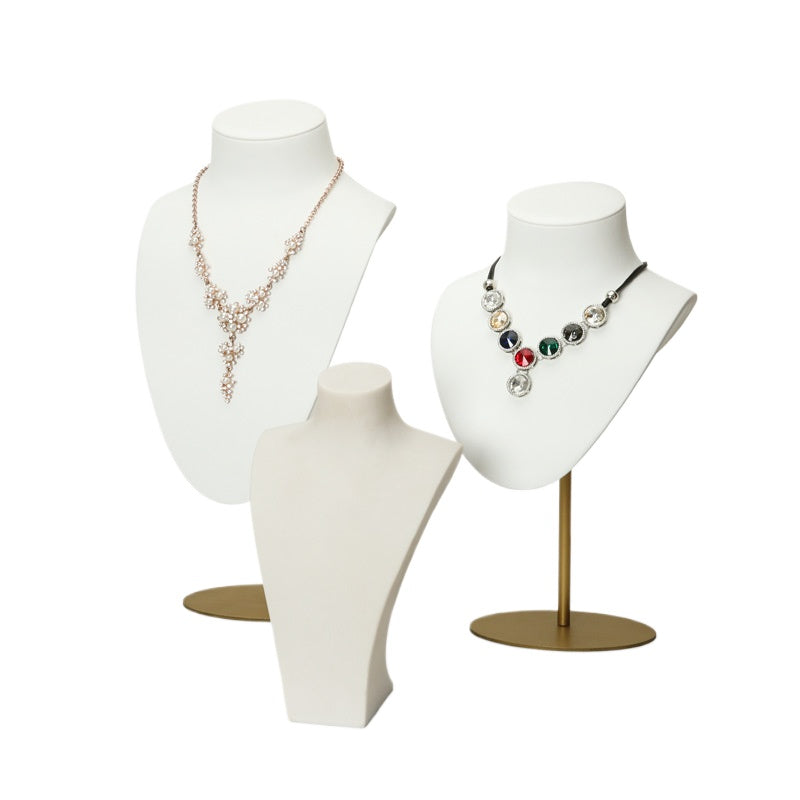 necklace display - White Metal Necklace Display Bust C00723 side view