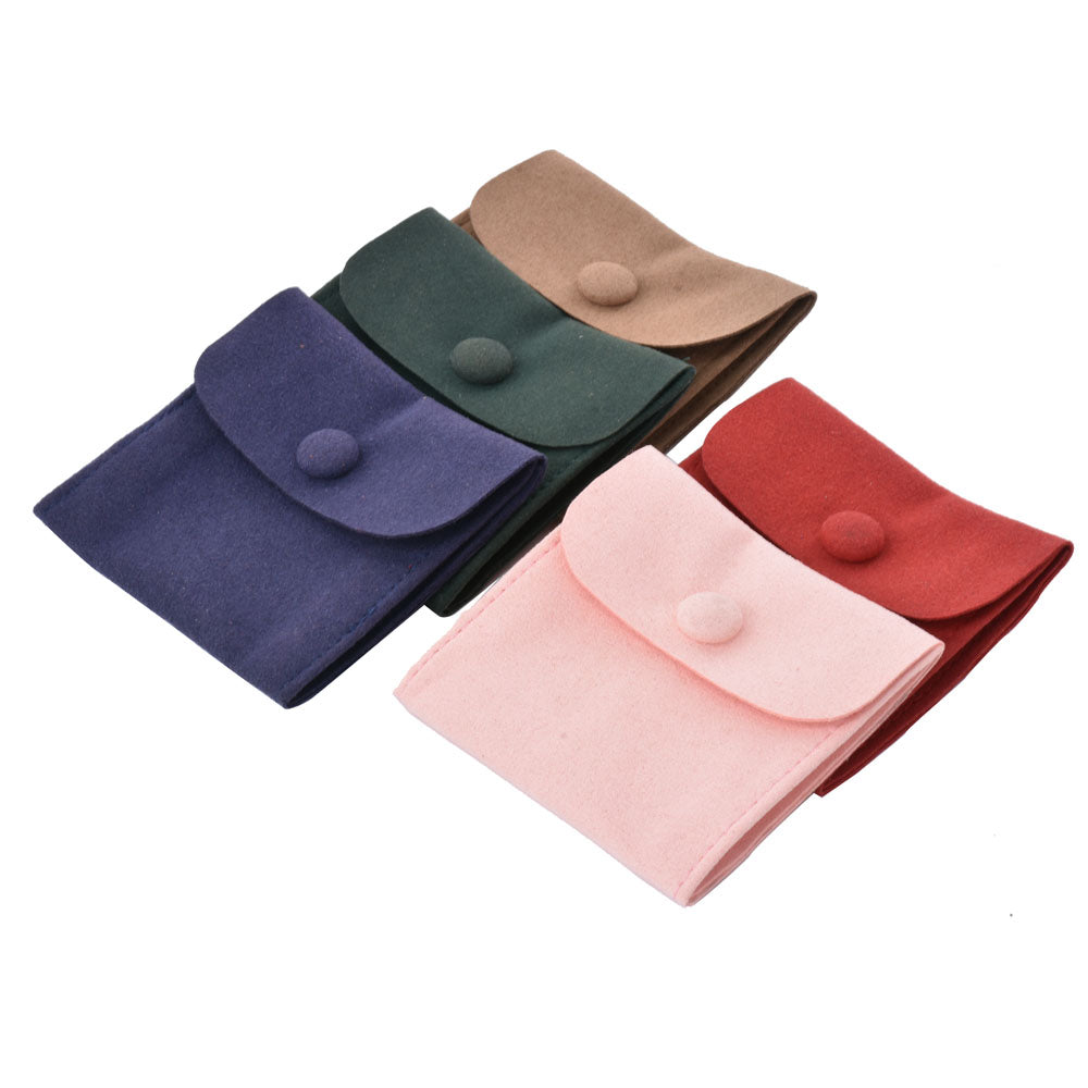 organza jewelry pouch - 100 Blue Pink Suede Organza Pouch Bags Pouches JP004-SU-BK front view