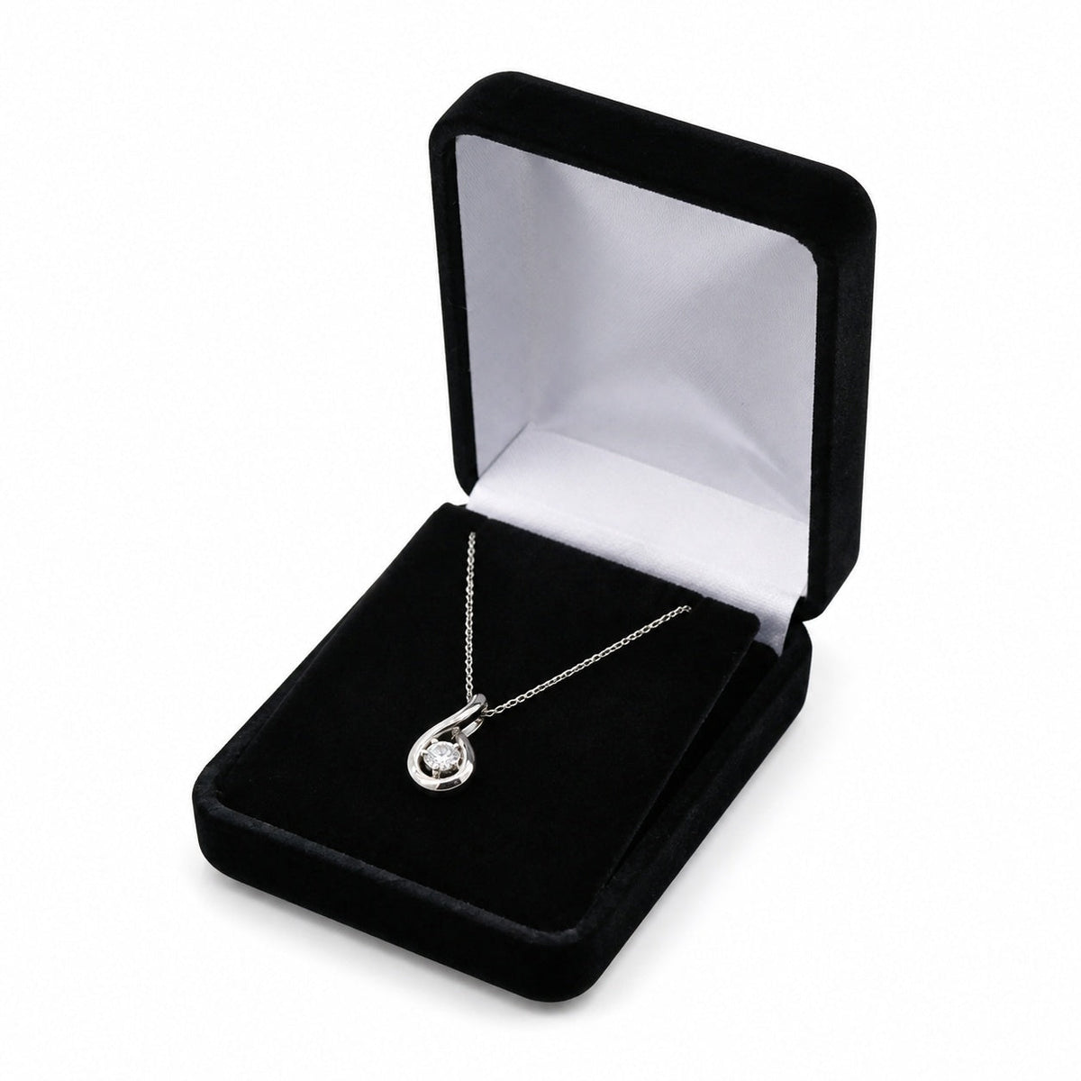 pendant box - Black Rectangular Velvet Pendant Boxes - 12 Pack YP10-BK front view