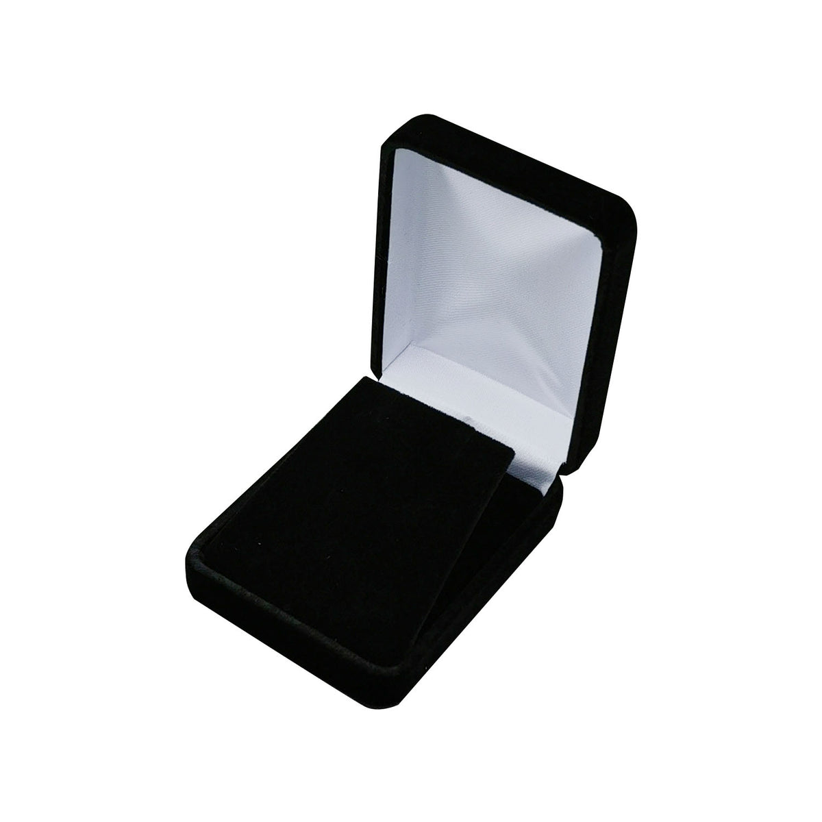 pendant box - Black Rectangular Velvet Pendant Boxes - 12 Pack YP10-BK side view