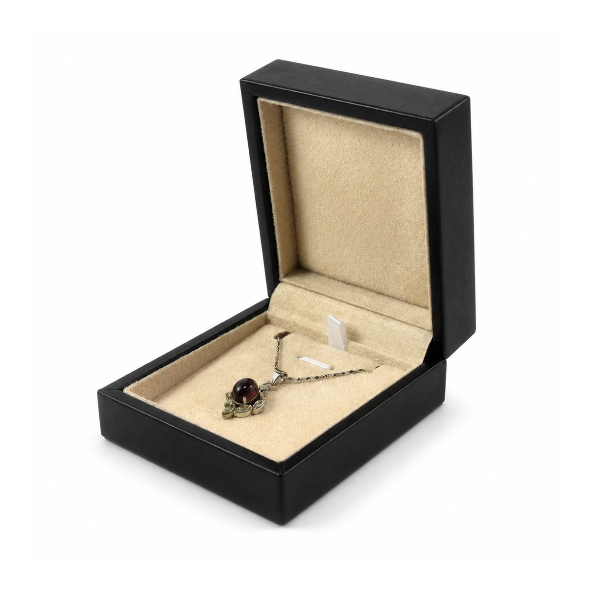 pendant box and bracelet box and necklace box - Black PU Leather Box Necklace Bracelet Pendant C00229 side view