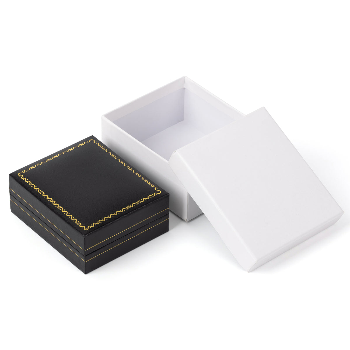 pendant box and necklace box - 12pcs Black Red Leatherette Necklace Pendant Box LP9-BK BK open view