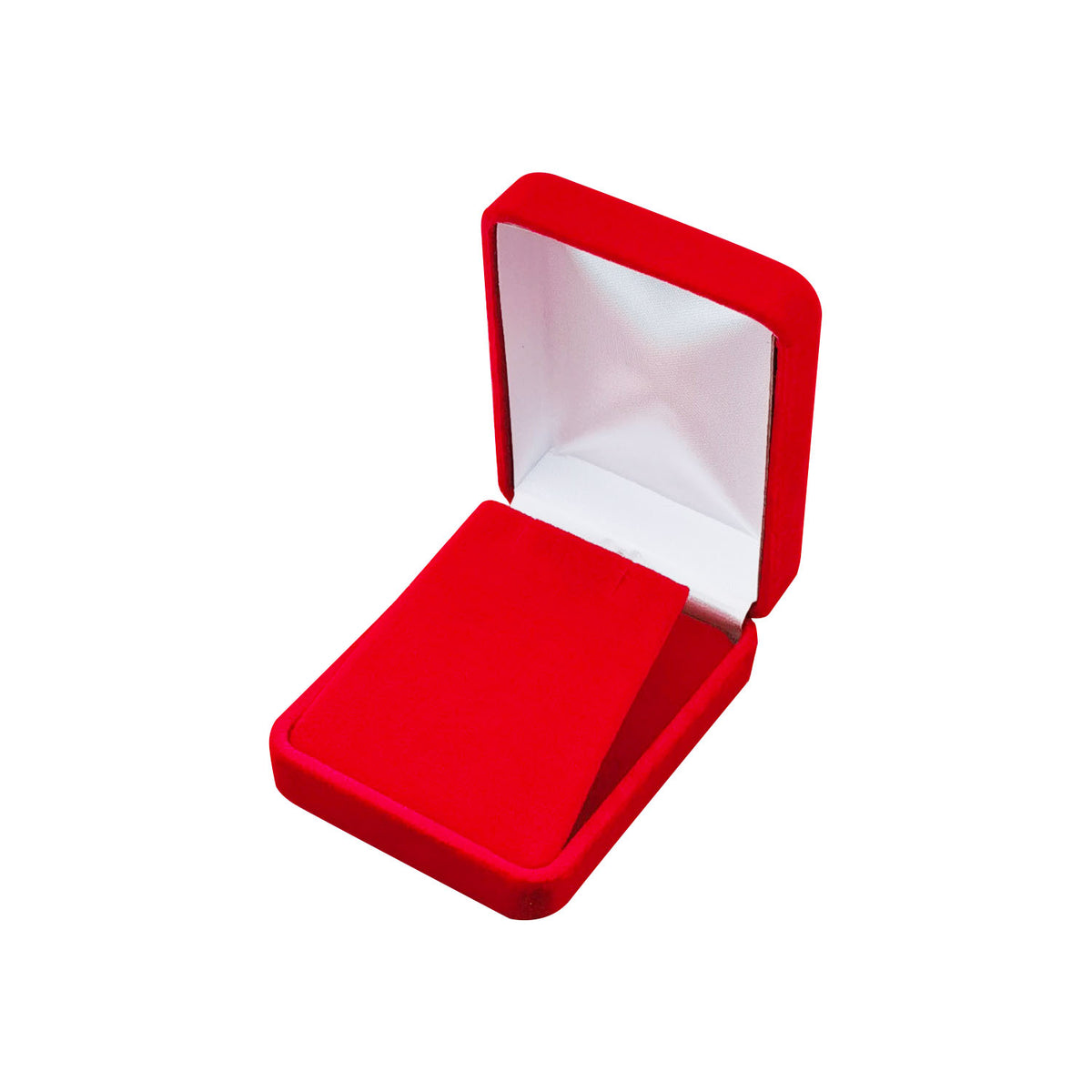 pendant box - Red Rectangular Velvet Pendant Boxes - 12 Pack YP10-RD side view