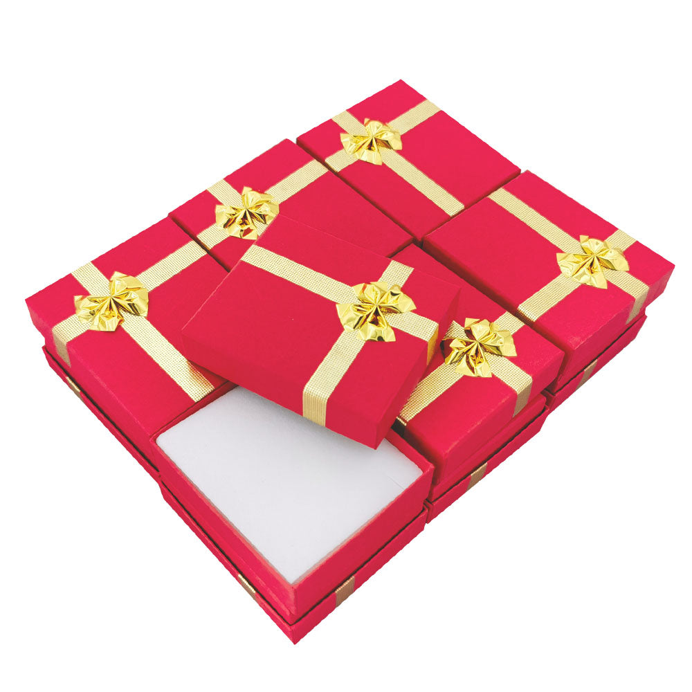 pendant box - 24-Piece Red Ribbon Paper Pendant Gift Boxes B0923-R side view