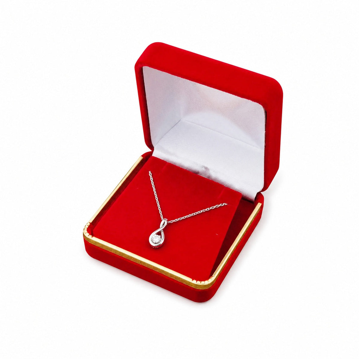 pendant box - Red Square Velvet Pendant Boxes with Gold Trim - 12 Pack SP9-RD front view