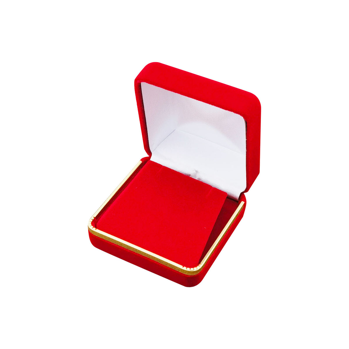 pendant box - Red Square Velvet Pendant Boxes with Gold Trim - 12 Pack SP9-RD side view