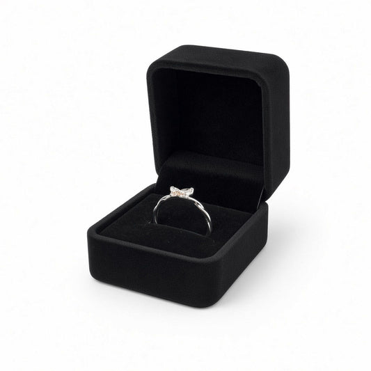 ring box - 20PCS Black Velvet Ring Boxes Bulk Pack V37R-BK front view