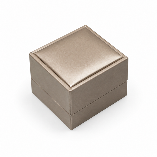 ring box - 12pcs Champagne PU Ring Boxes P06R1-C BK open view