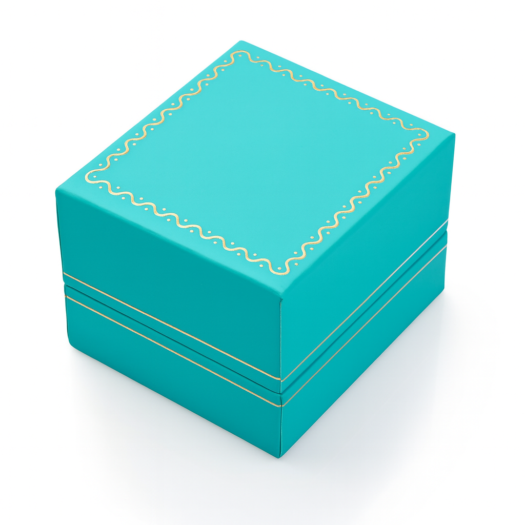 ring box - 24pcs Blue Silver Ring Boxes LR3-TB W side view