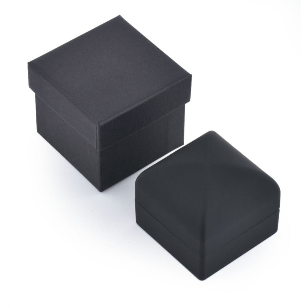 ring box - 12pcs Black Beige Velvet Ring Box Display LB02R1-BK BK side view