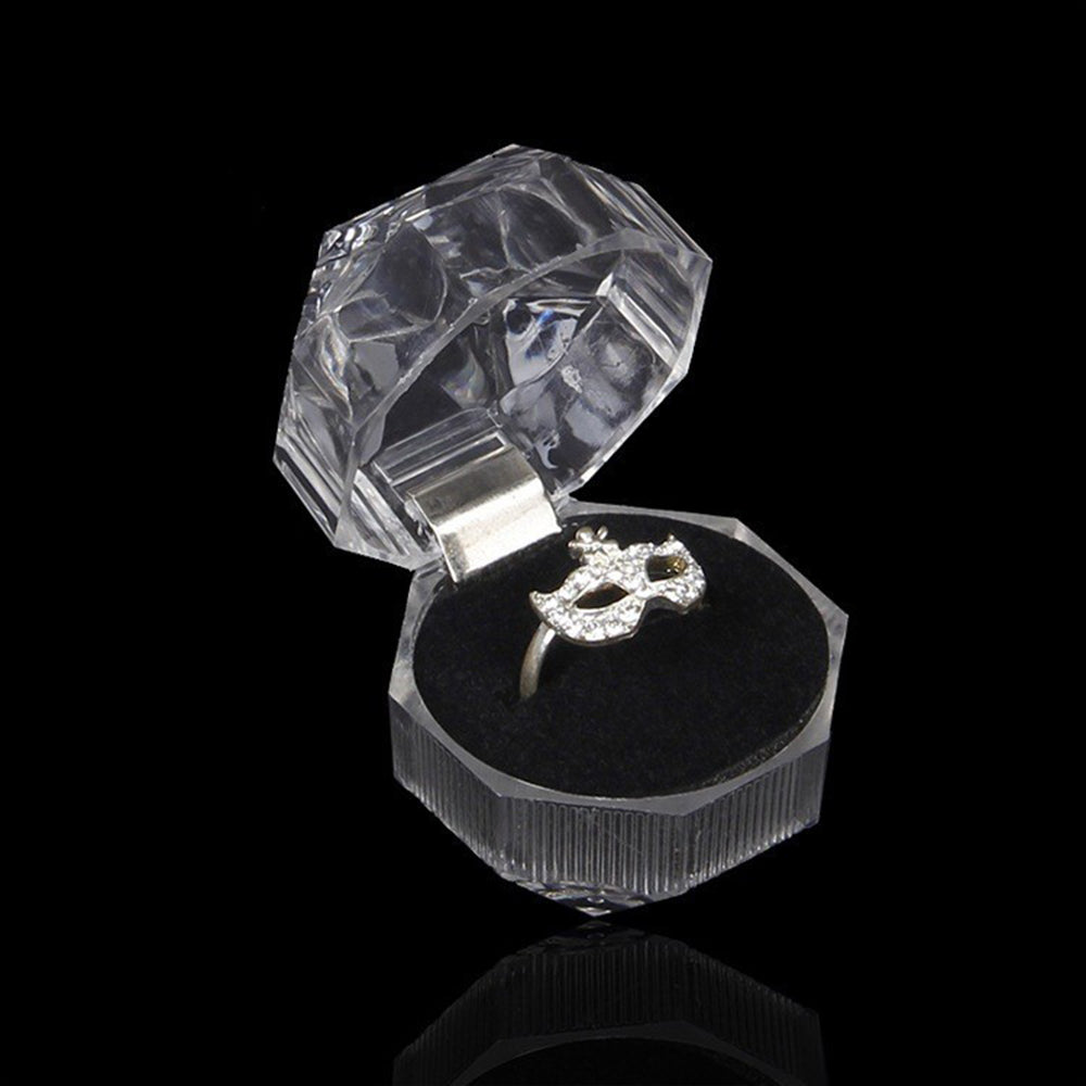 ring box - Black Transparent Acrylic Ring Box front view