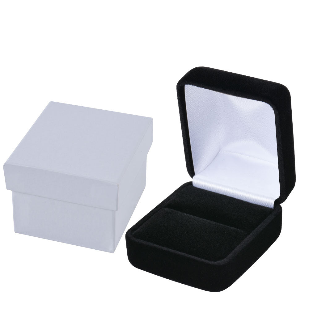 ring box - Black Velvet Single Ring Boxes - 12 Pack YR3-BK side view