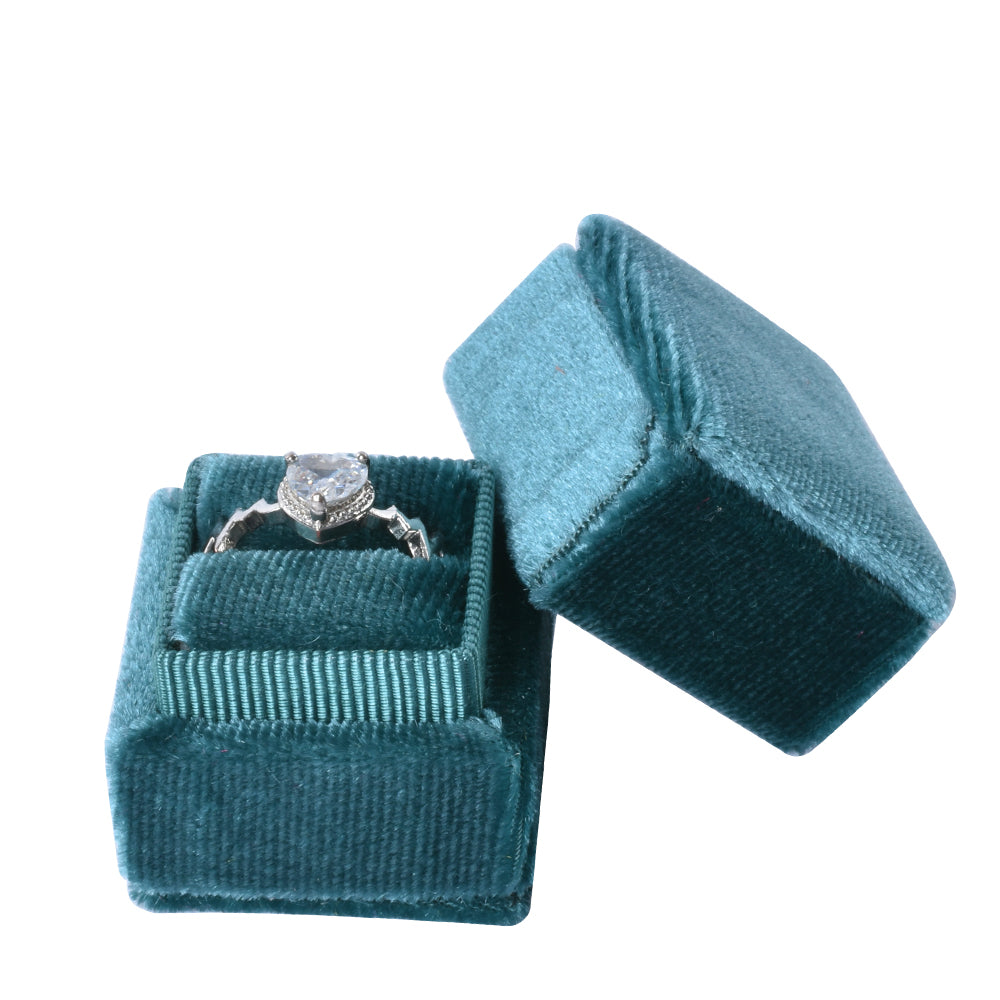 ring box - Blue Mini Square Velvet Ring Box V04-R1 B front view