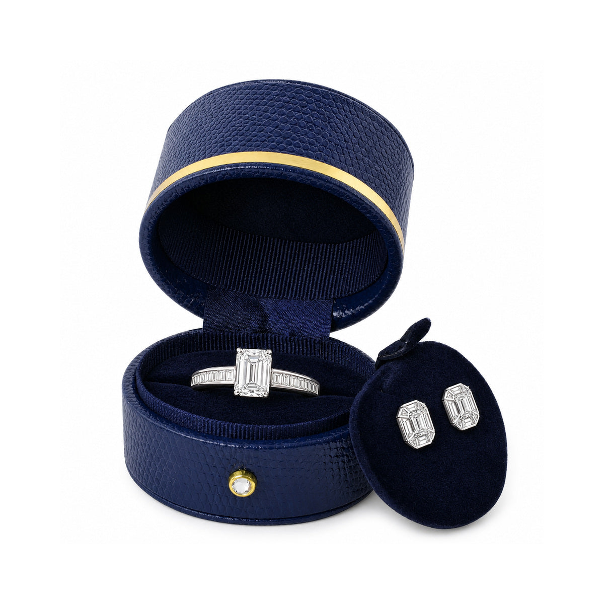 ring box - 6pcs Blue Ring Boxes L022R-B front view