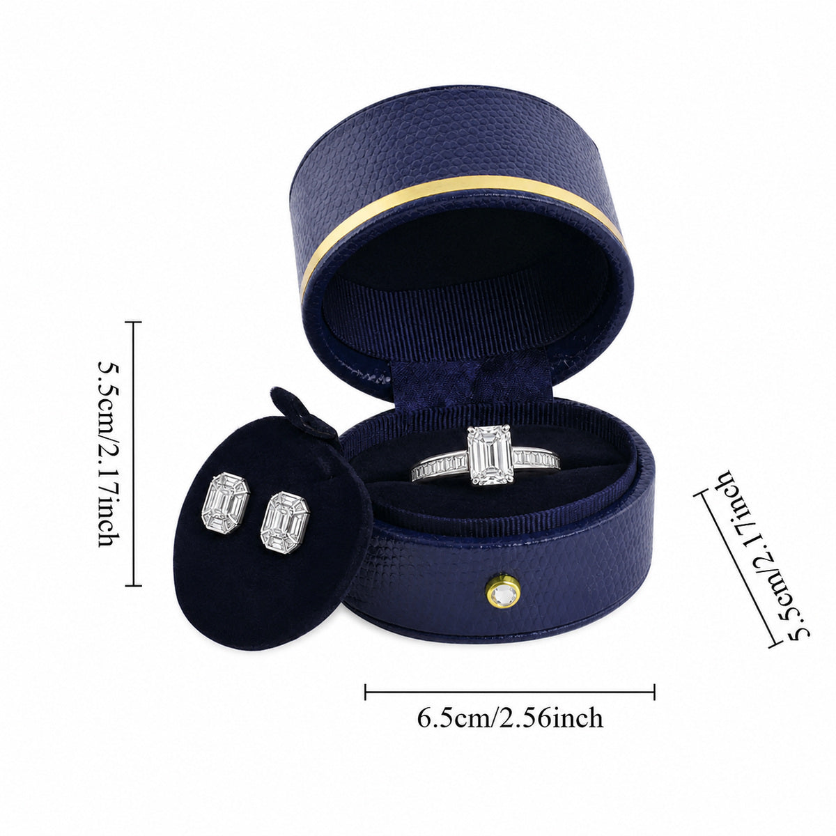 ring box - 6pcs Blue Ring Boxes L022R-B side view