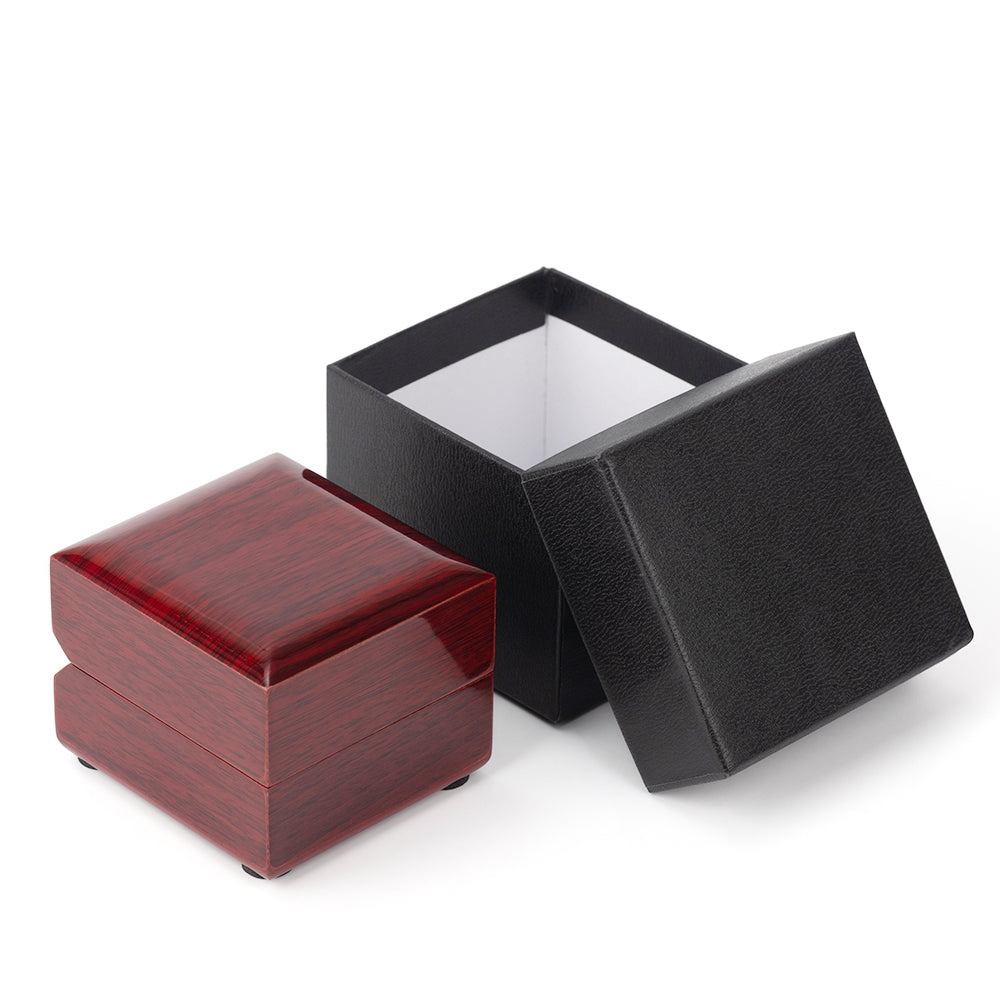 ring box - 12PCS Glossy Ring Wooden Box With Light LB39R-WO BE open view