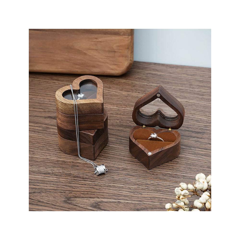 ring box - Clear Wooden Ring Box Boxes W03R2-BR open view