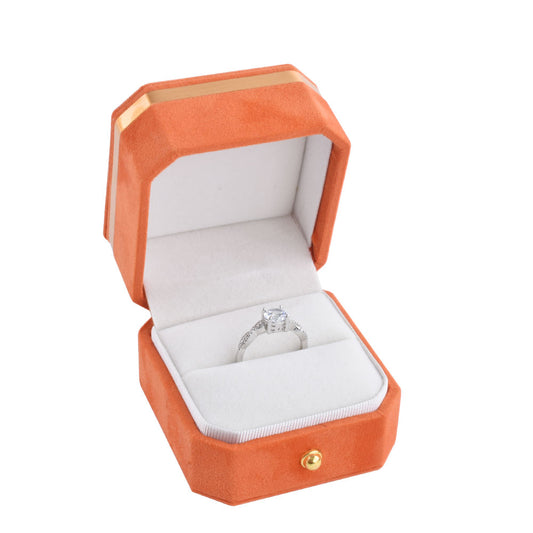 ring box - Microfiber Velvet Ring Box V14R-O W open view
