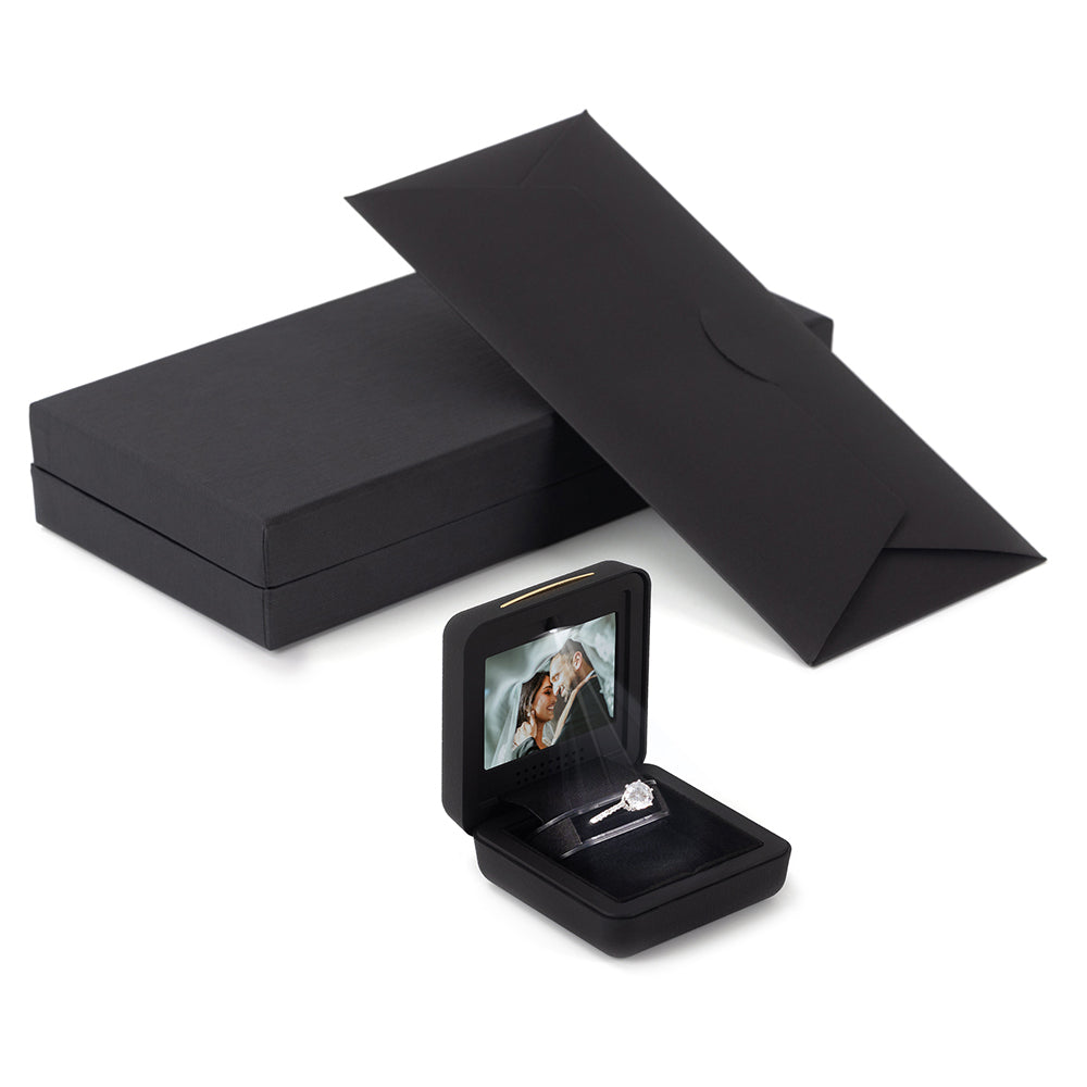 ring box - Personalized Video Proposal Ring Box VB06R-BK side view